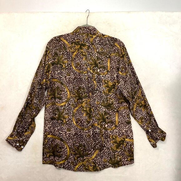 Vtg Cote De France Heavyweight 100% Silk Button-Up Blouse Women Size Small Anima - Picture 2 of 10
